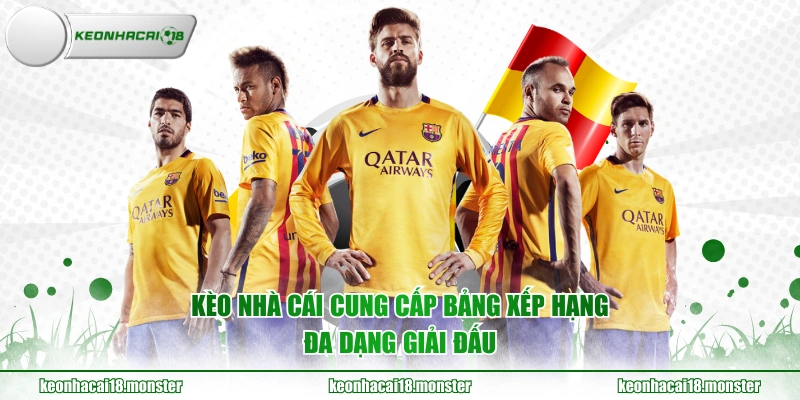 KÈO NHÀ CÁI cung cấp bảng xếp hạng đa dạng giải đấu