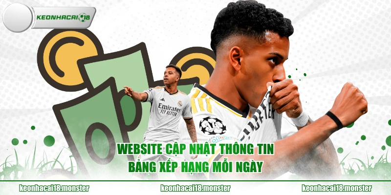 Website cập nhật thông tin bảng xếp hạng mỗi ngày